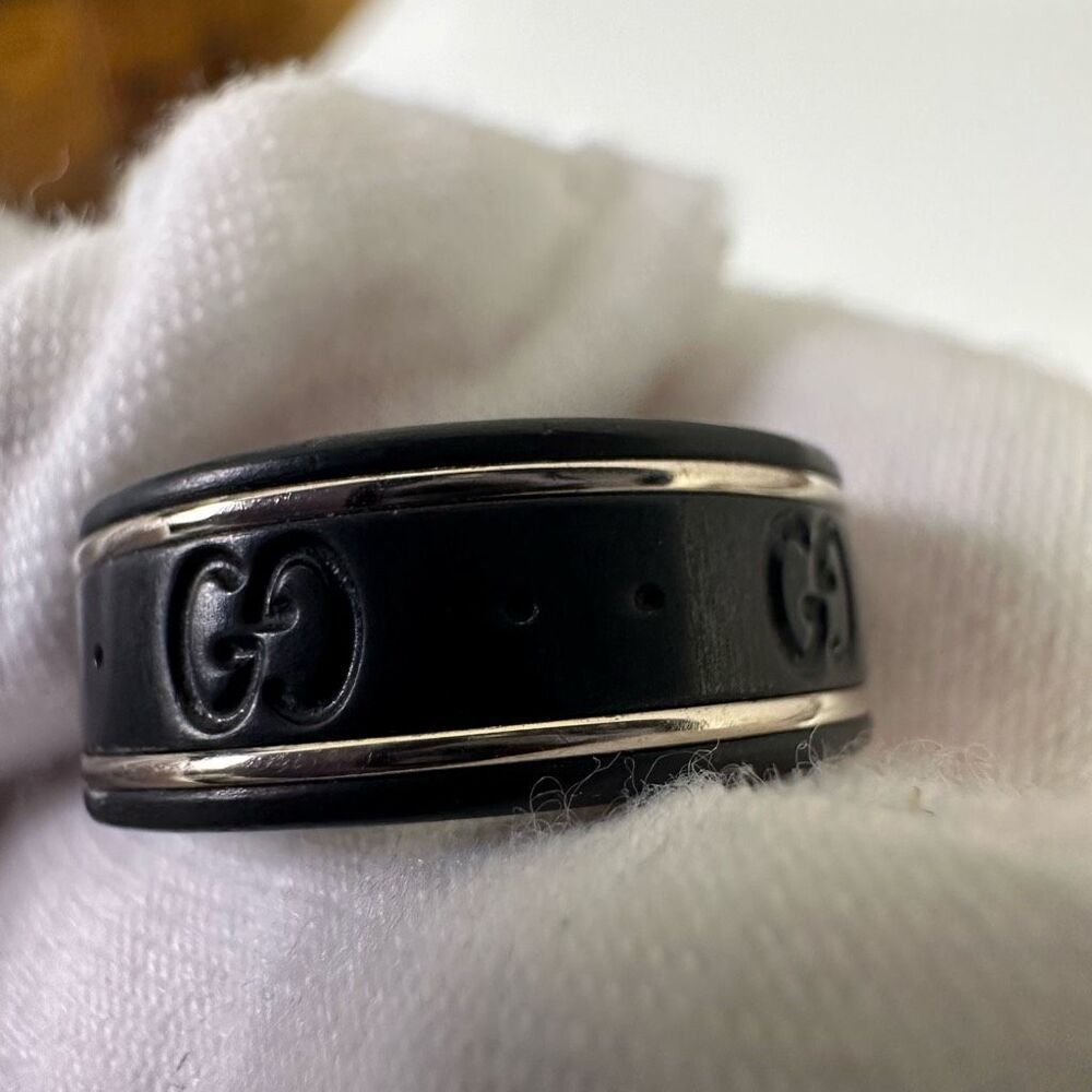 Gucci Icon GG Black Synthetic Corundum‎ Ring Size 5 - Picture 5 of 10